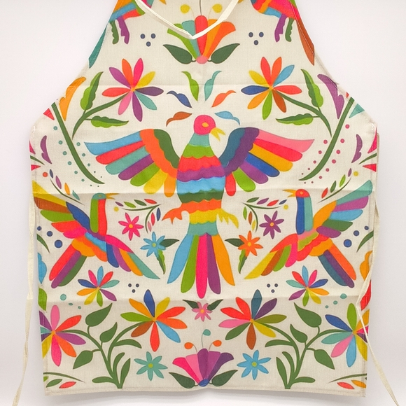 Source Unknown Other - Handcrafted Linen Apron with Authentic Mexican Otomí Bird Design